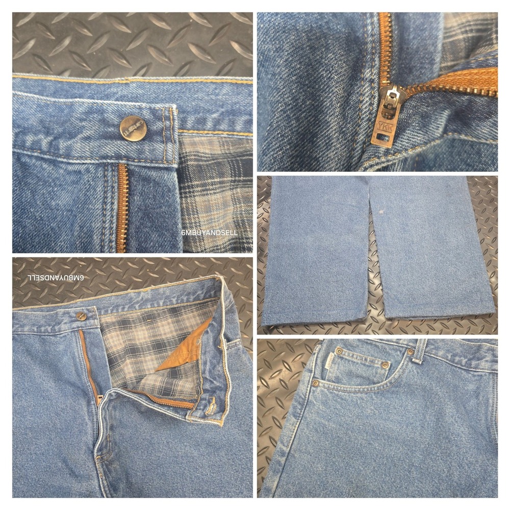 Carhartt B172 DST Flannel Lined Relaxed Fit Jeans Blue Denim Mens 40x32 - Picture 5 of 16
